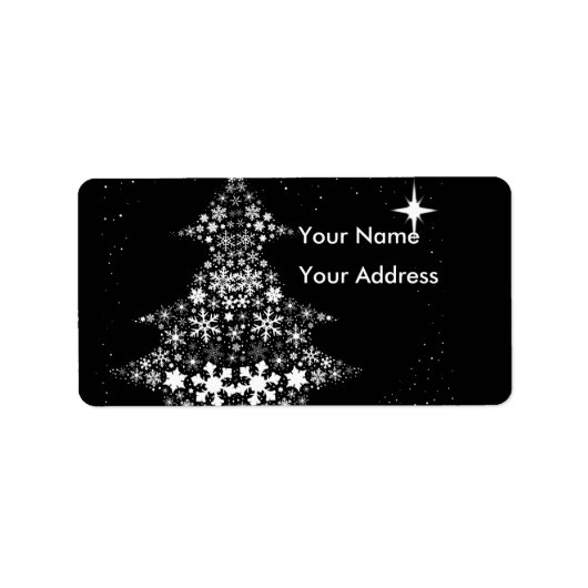 Snowflake Weihnachtsbaum Adressaufkleber (Vorne)