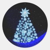 Snowflake Weihnachtsbaum Classic Round Sticker (Vorderseite)
