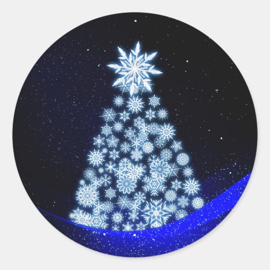 Snowflake Weihnachtsbaum Classic Round Sticker (Vorderseite)