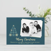 Snowflake Weihnachtsbaum Familienhotel Foto Feiertagskarte (Stehend Vorderseite)