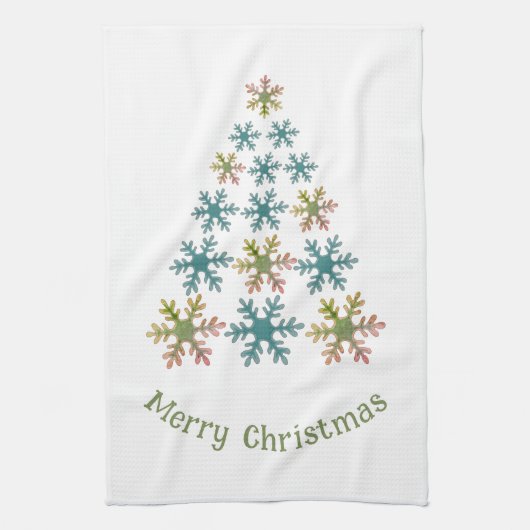 Snowflake Weihnachtsbaum Minimalistischer Urlaub Geschirrtuch (Vertikal)