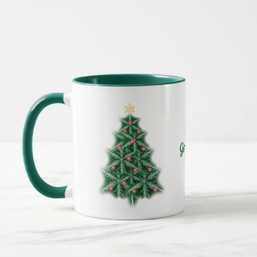Snowflake Weihnachtsbaum personalisierte Mug Tasse (Links)