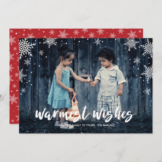 Snowflake Weihnachtsfeiertag Foto Feiertagskarte (Vorne/Hinten)