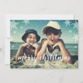 Snowflake Weihnachtsfeiertag Foto Flat Card Feiertagskarte (Vorderseite)