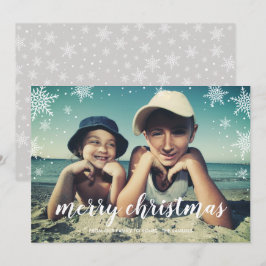 Snowflake Weihnachtsfeiertag Foto Flat Card Feiertagskarte