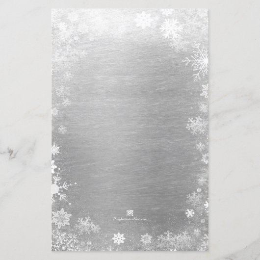 Snowflake Weihnachtsfeiertag Silver Budget Einladu (Rückseite)