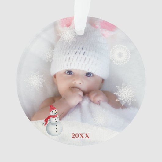 *~* Snowflake Weihnachtsjause FOTO Baby AP44 Snow Ornament (Vorderseite)