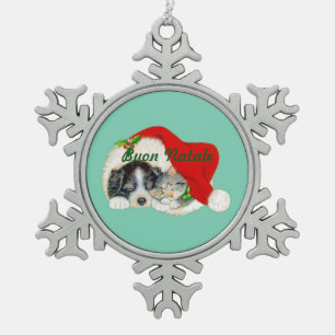 Snowflake Weihnachtsschmuck Welpe und Kitten Schneeflocken Zinn-Ornament