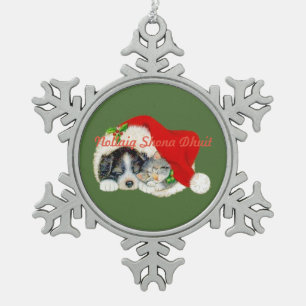 Snowflake Weihnachtsschmuck Welpe und Kitten Schneeflocken Zinn-Ornament