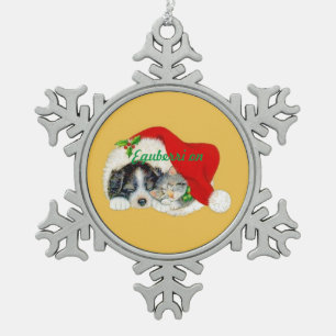 Snowflake Weihnachtsschmuck Welpe und Kitten Schneeflocken Zinn-Ornament
