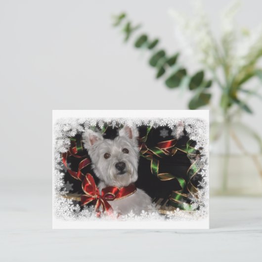 Snowflake Westie Postkarte (Stehend Vorderseite)