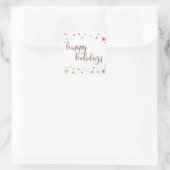 Snowflake Whimsy Happy Holidays, Brown Typografy Quadratischer Aufkleber (Tasche)