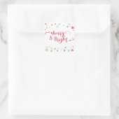 Snowflake Whimsy Merry & Bright Red Typografy Quadratischer Aufkleber (Tasche)