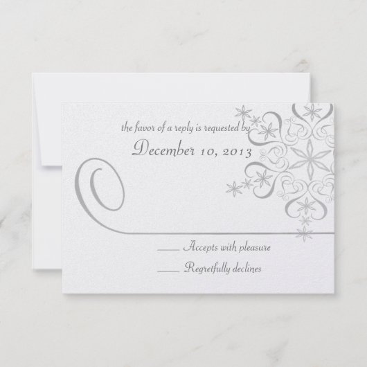 Snowflake White Elegance Response Card RSVP Karte (Vorderseite)