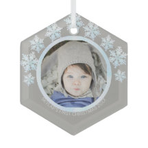 Snowflake White Opal Chic Runde Foto Weihnachten
