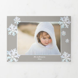 Snowflake White Opal Elegante Weihnachten 5 Foto Dreifach Gefaltete Urlaubskarte