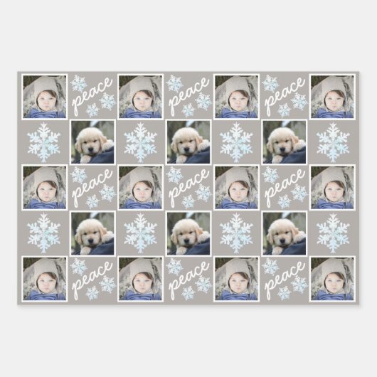 Snowflake White Opal Peace Joy Liebe 4 Foto Geschenkpapier Set (Vorderseite)