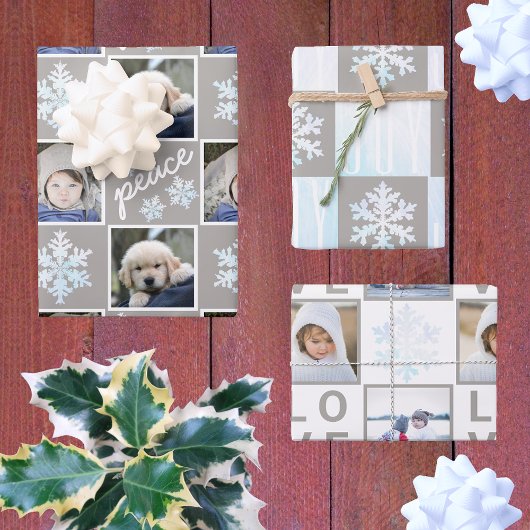 Snowflake White Opal Peace Joy Liebe 4 Foto Geschenkpapier Set