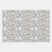 Snowflake White Opal Weihnachten 2 Foto Typografie Geschenkpapier Set (Vorderseite 2)