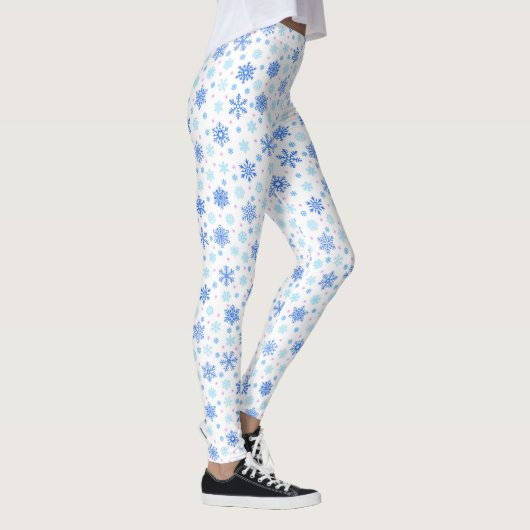 Snowflake White Pastel Blue Baby Blue Elegante Leggings (Rechts)