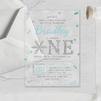 Snowflake Winter 1. Geburtstag Acryleinladungen