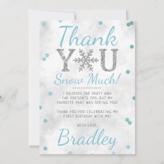 Snowflake Winter 1. Geburtstag Dankeskarte (Vorderseite)