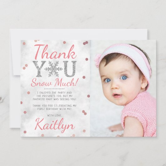 Snowflake Winter 1. Geburtstag Foto Dankeskarte (Vorderseite)
