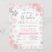 Snowflake Winter 1. Geburtstag Party Einladungen (Vorne/Hinten)