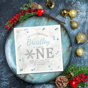 Snowflake Winter 1. Geburtstag Serviette