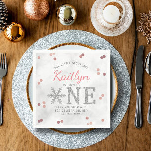 Snowflake Winter 1. Geburtstag Serviette
