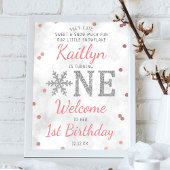Snowflake Winter 1. Geburtstag Willkommen Poster