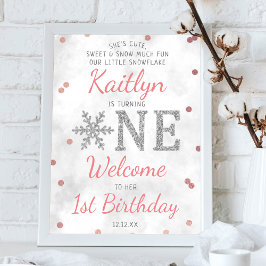 Snowflake Winter 1. Geburtstag Willkommen Poster