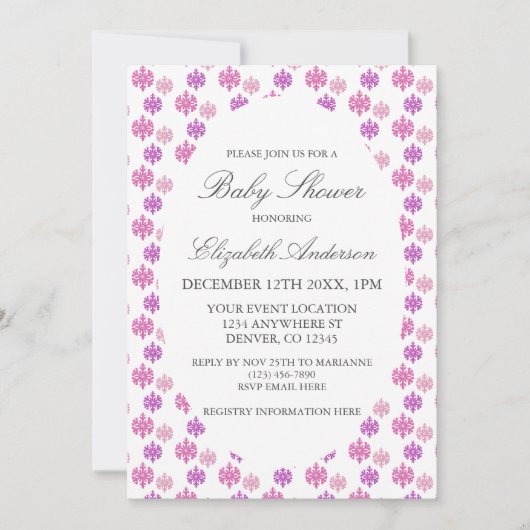 Snowflake Winter Baby Dusche Einladung (Vorderseite)