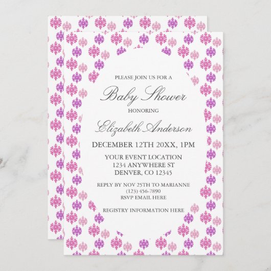 Snowflake Winter Baby Dusche Einladung (Vorne/Hinten)