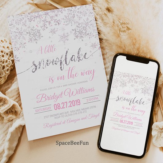 Snowflake Winter Baby Dusche Einladung