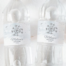 Snowflake Winter Baby Dusche Wasserflaschenetikett