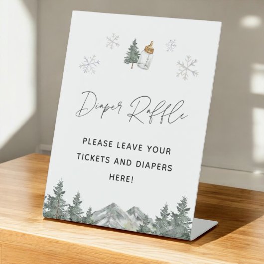 Snowflake Winter Baby Dusche Windeln Raffle Schild