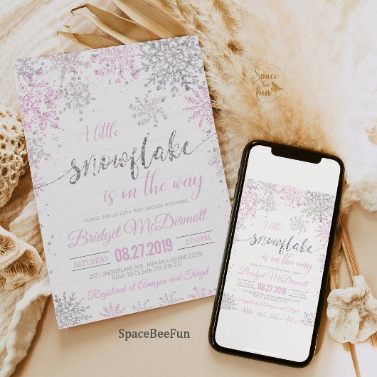 Snowflake Winter Baby Duschmädchen Begleitkarte