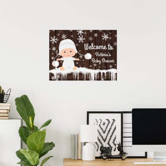 Snowflake Winter Baby Duschzeichen Poster (Heimbüro)