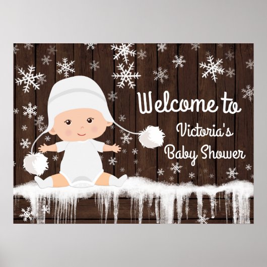 Snowflake Winter Baby Duschzeichen Poster (Vorne)