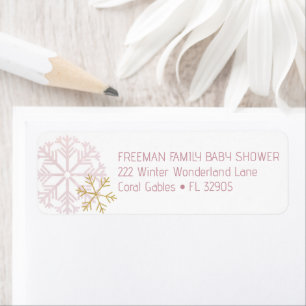 Snowflake Winter Baby Showadresse Label - Gold