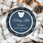 Snowflake Winter Blue Plaid Baby Shower Pappteller