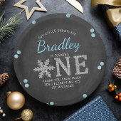 Snowflake Winter Chalkboard 1. Geburtstag Pappteller