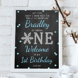 Snowflake Winter Chalkboard 1. Geburtstag Willkomm Poster