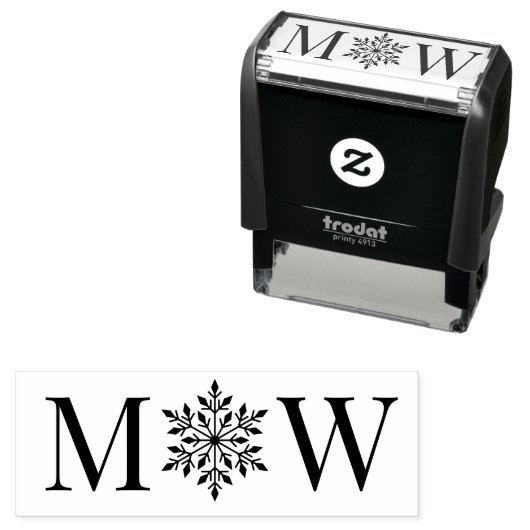 Snowflake Winter Couple Wedding 2 Initial Monogram Permastempel (Beispiel)