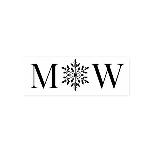 Snowflake Winter Couple Wedding 2 Initial Monogram Permastempel (Design)