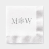 Snowflake Winter Couple Wedding 2 Initial Monogram Servietten Mit Folie (Vorderseite)
