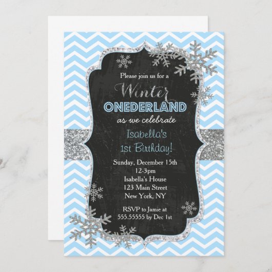 Snowflake Winter Geburtstagsparty Einladungen (Vorne/Hinten)