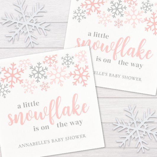 Snowflake Winter Girl Baby Shower Serviette