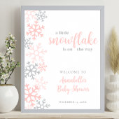 Snowflake Winter Girl Baby Shower Welcome Sign Poster